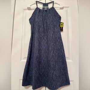 Eddie Bauer Women’s S Dress UPF50 Vintage Indigo Imprint Built In Bra Stretch